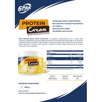 6PAK Protein Cream Biała Czekolada 500g