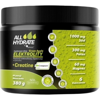 Aliness ALLHydrate Elektrolity + Creatine Creapure Green Apple 380g