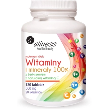 Aliness Witaminy i Minerały z żeńszeniem 120 tabletek