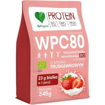 BeOrganic WPC 80 białko serwatkowe 345g truskawka