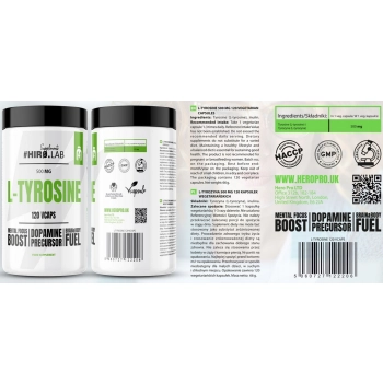 HIRO.LAB L-Tyrosine 500mg - L-Tyrozyna 120 kaps.