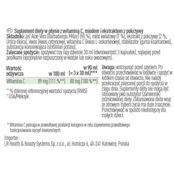 LR Aloe Vera Drinking Gel Intense Sivera - skład