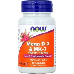NOW Foods Mega D-3 4000 IU + K2 MK7 60 kaps.