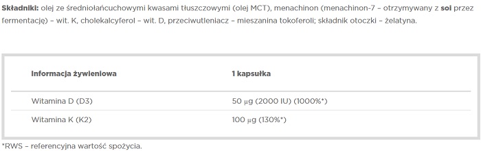 Olimp Gold-Vit D3 + K2 Sport Edition skład