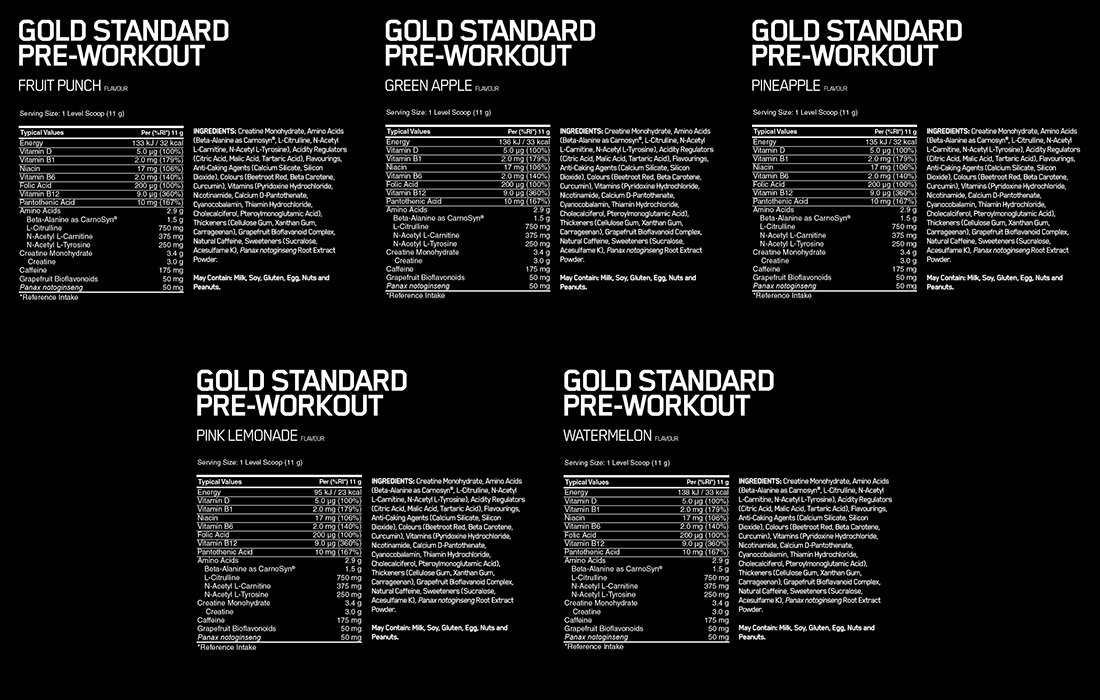 Optimum Nutrition Gold Standard Pre-Workout skład