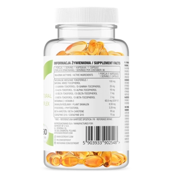 OstroVit Witamina E Naturalny Kompleks Tokoferoli 90 kaps.