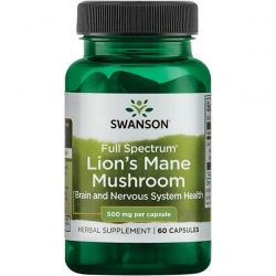 Swanson Lion's Mane Mushroom 500mg - Soplówka Jeżowata Hericum 60 kaps.